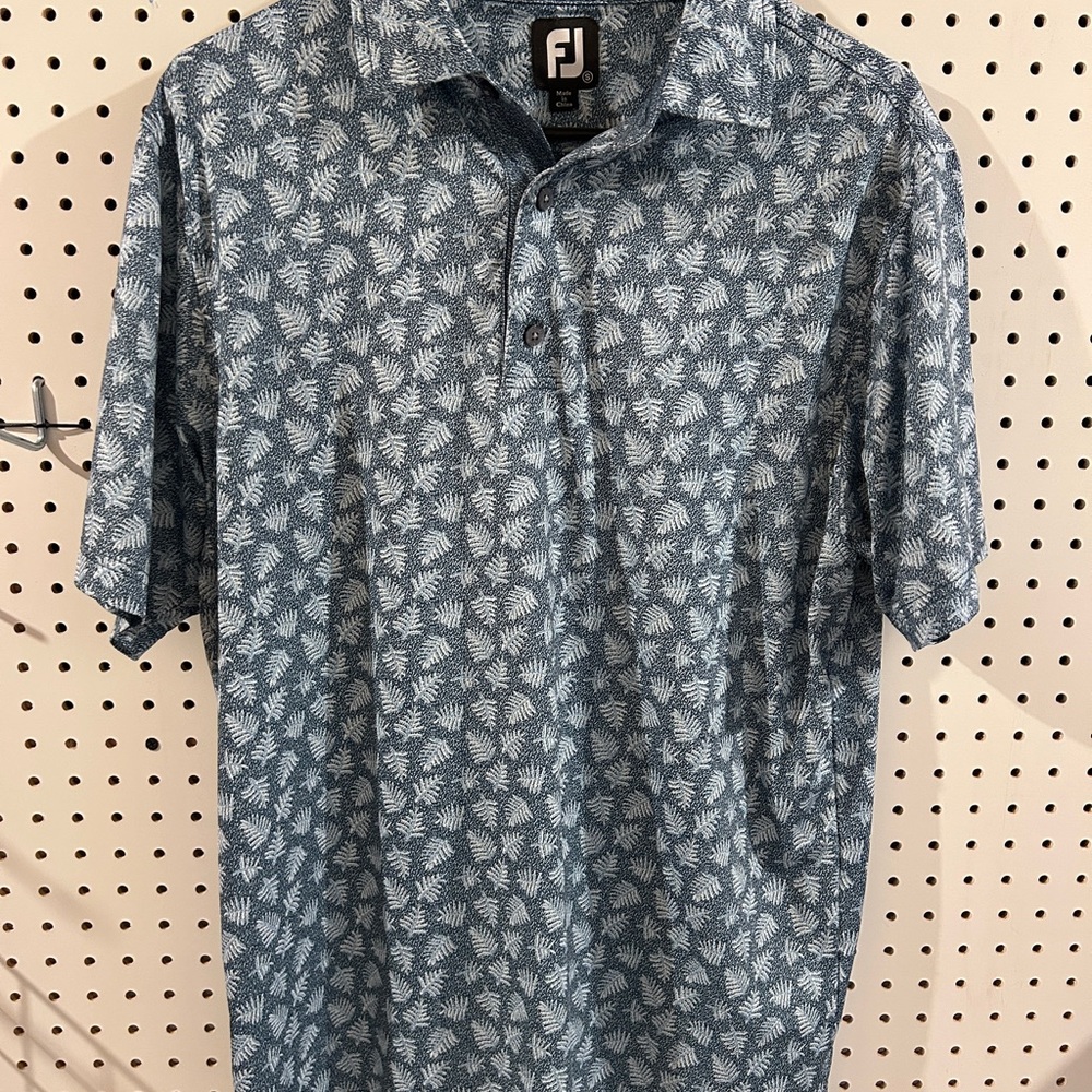 FootJoy Men's Leaf Pattern Polo - Blue and White